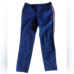 Tommy Hilfiger Hampton Stretch Slim Chino Preppy Pants Blue Side Stripes Size 8
